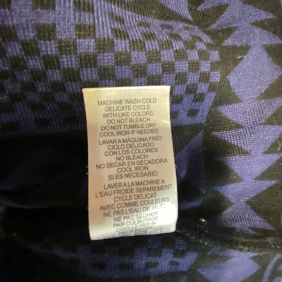 Nina Leonard Medium Sweater Dress Black Blue Geometric Print 3/4 Sleeve Stretch - Picture 7 of 11